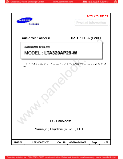 . Various Panel SAMSUNG LTA320AP29-W 0 [DS]  . Various LCD Panels Panel_SAMSUNG_LTA320AP29-W_0_[DS].pdf