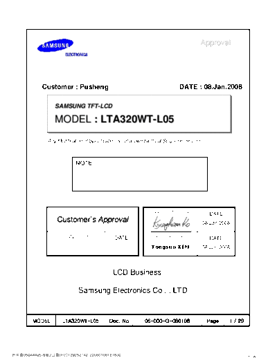 . Various Panel SAMSUNG LTA320WT-L05 0 [DS]  . Various LCD Panels Panel_SAMSUNG_LTA320WT-L05_0_[DS].pdf