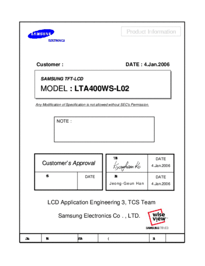 . Various Panel SAMSUNG LTA400WS-L02 0 [DS]  . Various LCD Panels Panel_SAMSUNG_LTA400WS-L02_0_[DS].pdf