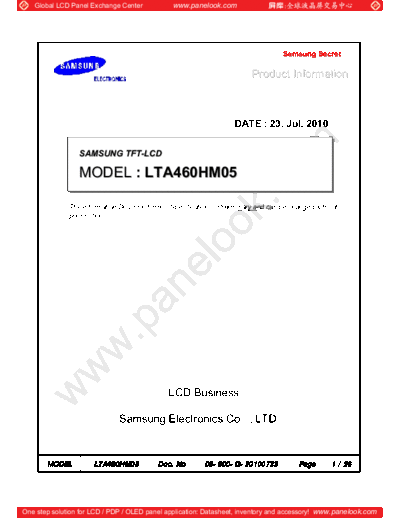 . Various Panel SAMSUNG LTA460HM05 1 [DS]  . Various LCD Panels Panel_SAMSUNG_LTA460HM05_1_[DS].pdf