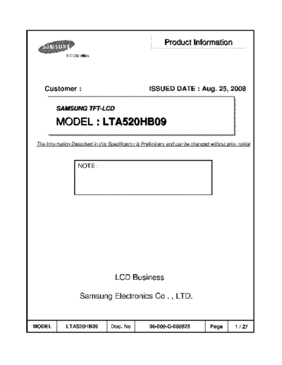 . Various Panel SAMSUNG LTA520HB09 0 [DS]  . Various LCD Panels Panel_SAMSUNG_LTA520HB09_0_[DS].pdf