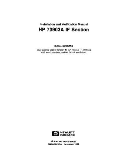 Agilent HP 70903A - Installation and Verification  Agilent HP 71209A Series System Folder HP 70903A - Installation and Verification.pdf