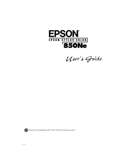 epson Stylus 850Ne User