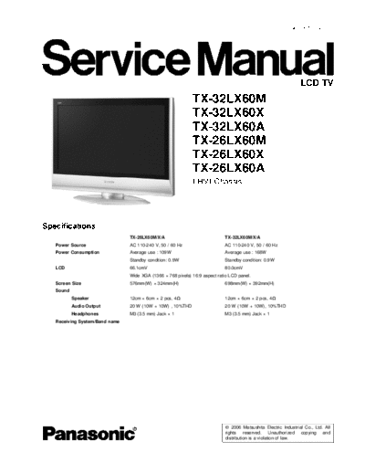 panasonic LH59 TX-32LX60M TX-32LX60X TX-32LX60A TX-26LX60M TX-26LX60X TX-26LX60A panasonic LCD LH59 TX-32LX60M TX-32LX60X TX-32LX60A TX-26LX60M TX-26LX60X TX-26LX60A.pdf