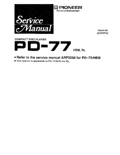 Pioneer hfe   pd-77 service  Pioneer CD PD-77 hfe_pioneer_pd-77_service.pdf