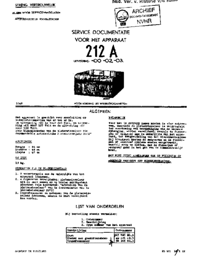 Philips 212A  Philips Historische Radios 212A Philips_212A.pdf