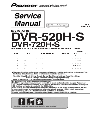 Pioneer hfe   dvr-520h 720h service  Pioneer DVD DVR-520H hfe_pioneer_dvr-520h_720h_service.pdf