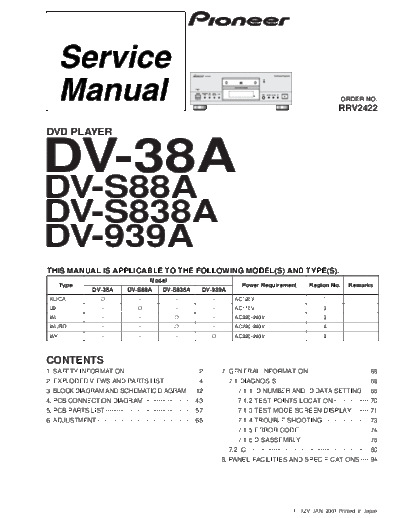 Pioneer hfe   dv-38a s88a s838a 939a service en  Pioneer DVD DV-38A hfe_pioneer_dv-38a_s88a_s838a_939a_service_en.pdf