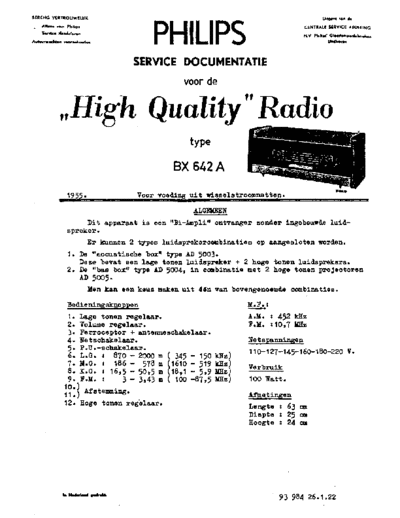 Philips BX642A  Philips Historische Radios BX642A BX642A.pdf