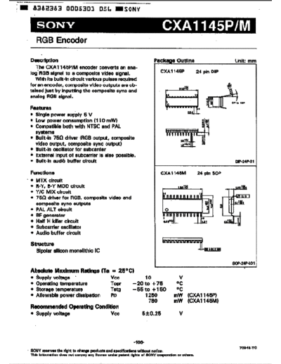 Sony datasheet CXA1145P  Sony Sony_datasheet_CXA1145P.pdf