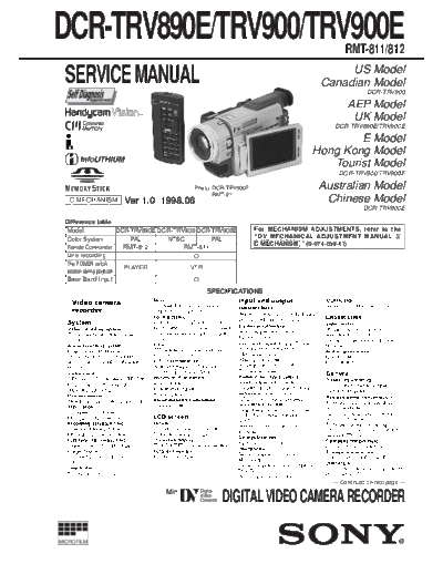 Sony CAMARA    DCR - TRV 890 E --- 900 --- E  Sony Camera CAMARA SONY  DCR - TRV 890 E --- 900 --- E    .pdf