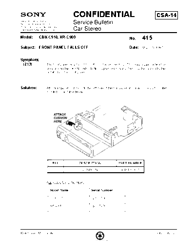 Sony CAR0415  Sony Car Stereo Service Bulletin CAR0415.PDF