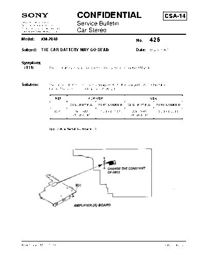 Sony CAR0426  Sony Car Stereo Service Bulletin CAR0426.PDF