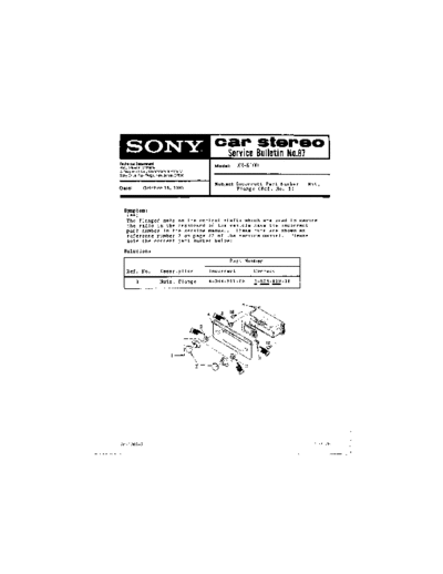 Sony CAR0087  Sony Car Stereo Service Bulletin CAR0087.PDF