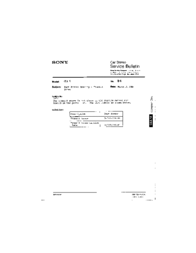 Sony CAR0094  Sony Car Stereo Service Bulletin CAR0094.PDF