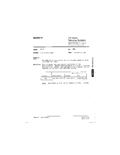 Sony CAR0116  Sony Car Stereo Service Bulletin CAR0116.PDF