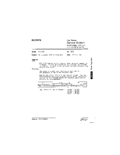 Sony CAR0123  Sony Car Stereo Service Bulletin CAR0123.PDF