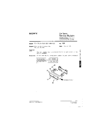 Sony CAR0138  Sony Car Stereo Service Bulletin CAR0138.PDF