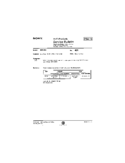 Sony HFP0431  Sony HiFi Service Bulletin HFP0431.PDF