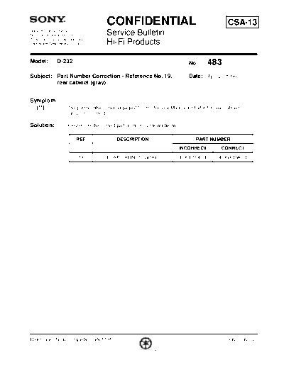 Sony HFP0483  Sony HiFi Service Bulletin HFP0483.PDF