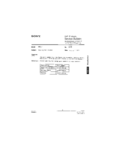 Sony HFP0044  Sony HiFi Service Bulletin HFP0044.PDF