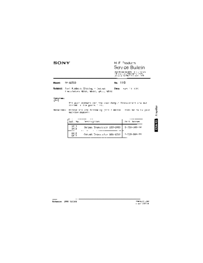 Sony HFP0116  Sony HiFi Service Bulletin HFP0116.PDF