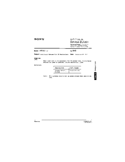 Sony HFP0148  Sony HiFi Service Bulletin HFP0148.PDF