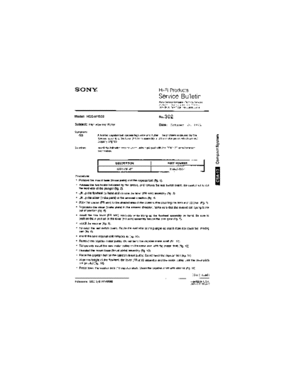 Sony HFP0302  Sony HiFi Service Bulletin HFP0302.PDF