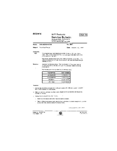 Sony HFP0351  Sony HiFi Service Bulletin HFP0351.PDF