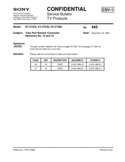 Sony TVP0445  Sony sony tv bulletins sony tv bulletins TVP0445.pdf