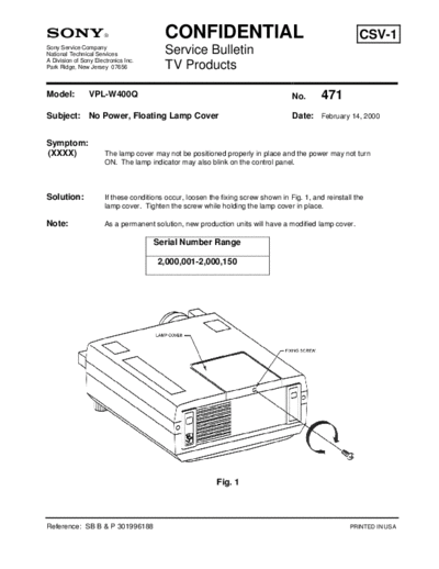 Sony TVP0471  Sony sony tv bulletins sony tv bulletins TVP0471.pdf