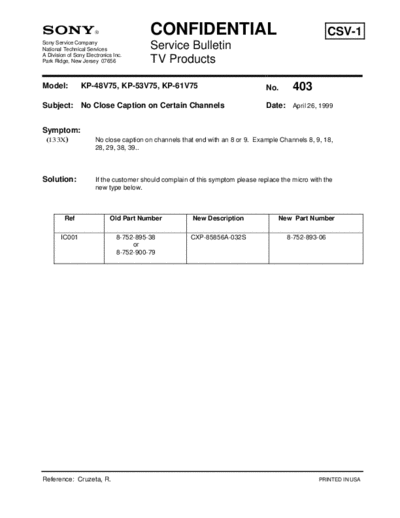 Sony TVP0403  Sony sony tv bulletins sony tv bulletins TVP0403.pdf