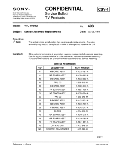 Sony TVP0408  Sony sony tv bulletins sony tv bulletins TVP0408.pdf