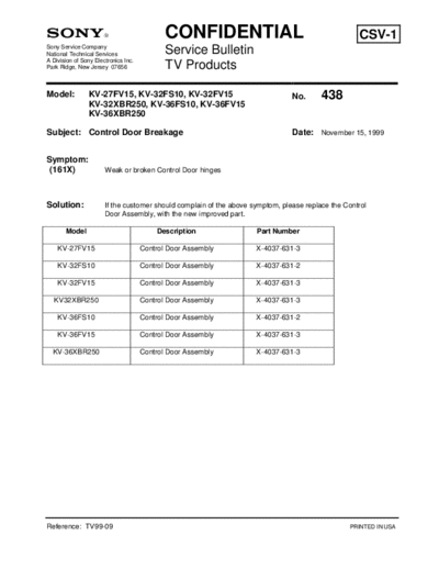 Sony TVP0438  Sony sony tv bulletins sony tv bulletins TVP0438.pdf