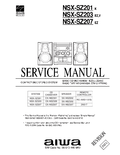 AIWA CXNSZ207EZ  AIWA     Aiwa CXNSZ207EZ CXNSZ207EZ.pdf