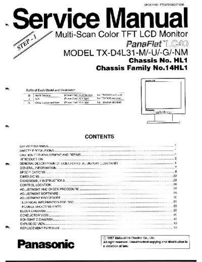 panasonic HL1 TX-D4L31 [SM]  panasonic Training Manuals Panasonic HL1 TX-D4L31 [SM].rar