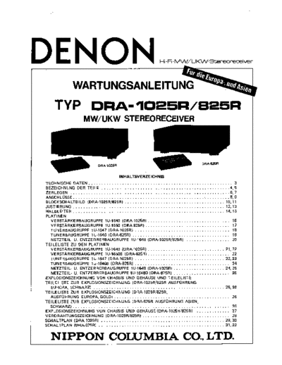 DENON  DRA-1025R & 825R  DENON AM FM Stereo Receiver AM FM Stereo Receiver Denon - DRA-1025R & 825R  DRA-1025R & 825R.PDF