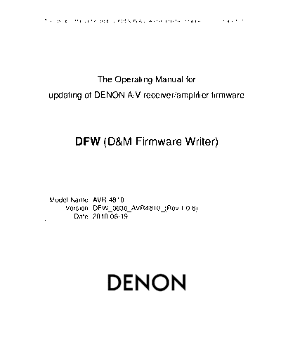 DENON Operating Manual 2010-08-19  DENON AV Surround Receiver AV Surround Receiver Denon - AVR-4810CI Operating Manual 2010-08-19.PDF