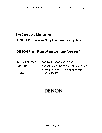 DENON upgraded 3 AVR-4806  DENON AV Surround Receiver & Amplifier AV Surround Receiver & Amplifier Denon - AVR-4806 & AVC-A11XV upgraded 3 AVR-4806.PDF