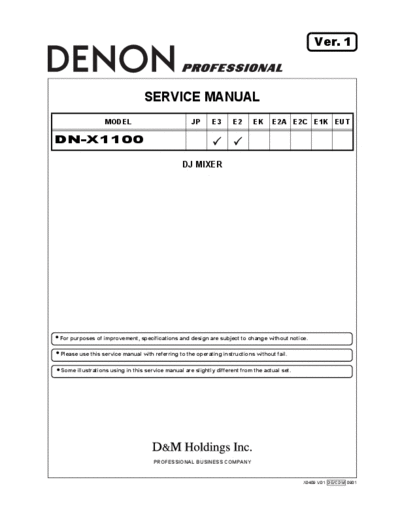 DENON  DN-X1100  DENON DJ Mixer DJ Mixer Denon - DN-X1100  DN-X1100.PDF