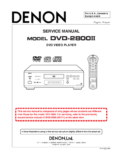 DENON  DVD-2800II  DENON DVD Video Player DVD Video Player Denon - DVD-2800  DVD-2800II.PDF