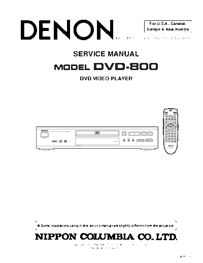 DENON ����� DVD-800  DENON DVD Video Player DVD Video Player Denon - DVD-800 ����� DVD-800.PDF