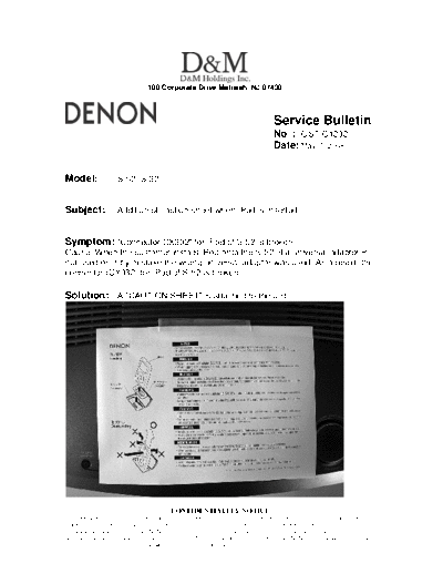 DENON Service Bulletin OST-C1292  DENON Home Theatre System Home Theatre System Denon - S-52 & S-32 Service Bulletin OST-C1292.PDF