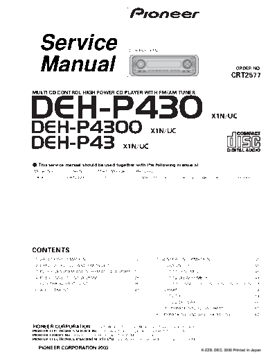 Pioneer DEH-P430,P4300,P43  Pioneer DEH DEH-P430 & P4300 & P43 Pioneer_DEH-P430,P4300,P43.pdf