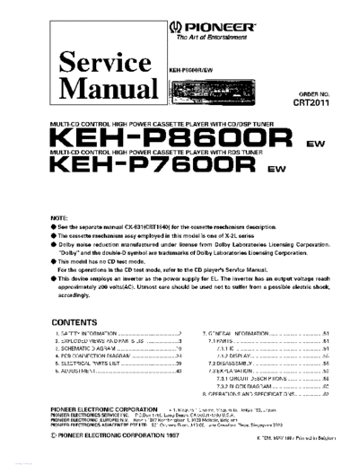 Pioneer KEH-P8600R,P7600  Pioneer KEH KEH-P8600R & P7600 Pioneer_KEH-P8600R,P7600.pdf