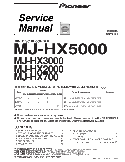 Pioneer MJ-HX5000 MJ-HX3000 MJ-HX2000 MJ-HX700  Pioneer MJ MJ-HX5000 & MJ-HX3000 & MJ-HX2000 & MJ-HX700 MJ-HX5000_MJ-HX3000_MJ-HX2000_MJ-HX700.pdf