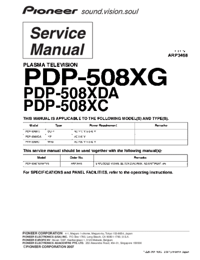 Pioneer PDP 508XG 508XDA 508XC  Pioneer PDP PDP-508XG & PDP-508XDA & PDP-508XC PIONEER PDP 508XG_508XDA_508XC.pdf