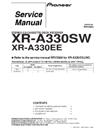 Pioneer XR-A330SW  Pioneer XR XR-A330SW XR-A330SW.PDF