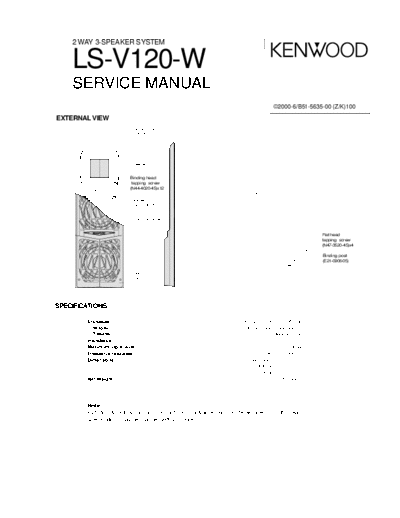 Kenwood LS-V120W  Kenwood 2 Way 3 Speaker System 2 Way 3 Speaker System Kenwood LS-V120W LS-V120W.pdf