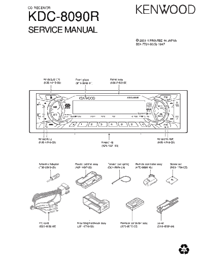 Kenwood KDC-8090R  Kenwood CD Receiver Car CD Receiver Car Kenwood KDC-8090R KDC-8090R.pdf